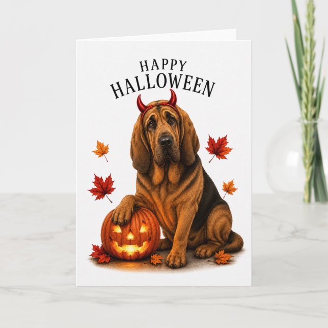 Blodhund Halloween Djävulshund Kort (Framsida)
