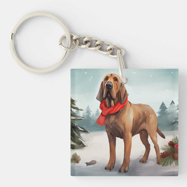 Blodhund Hund i Snö Jul (Framsidan)