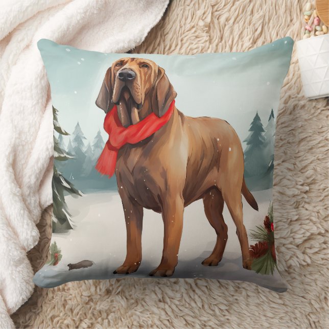 Blodhund Hund i Snö Jul Kudde (Filt)