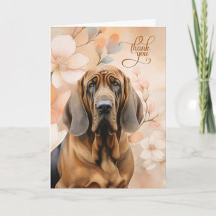 Blodhund Hund med Persikoblommor Tack Kort