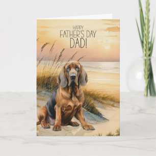 Blodhund Hund Solnedgång Strand Fars Dag Helgkort