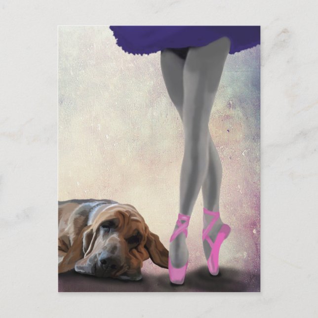 Blodhund och Ballet Dancer Vykort (Framsida)