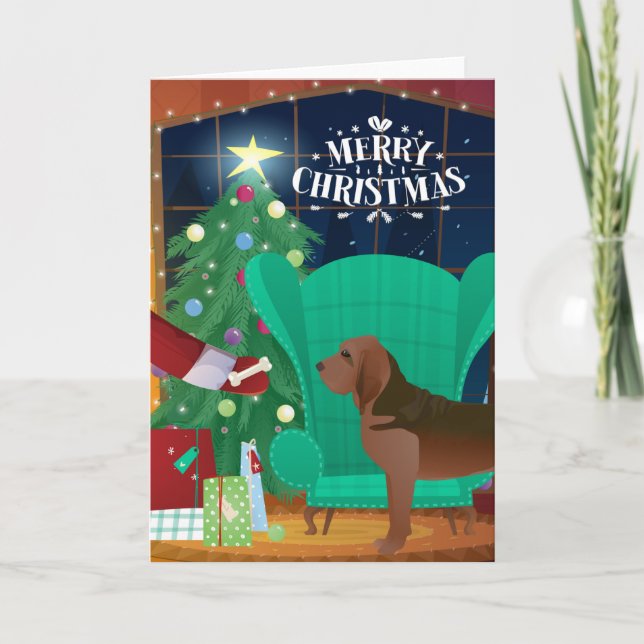 Blodhund och Tomtens Gåva Helgkort (Framsida)