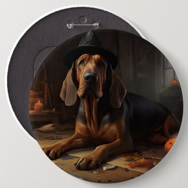 Blodhund Pumpor Halloween Skräckinjagande Knapp (Framsida & baksida)