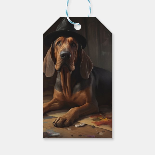 Blodhund Pumpor Halloween Skräckinjagande Presentetikett (Framsidan)