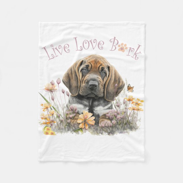 Blodhundmamma Blommig Fleecefilt (Framsidan)