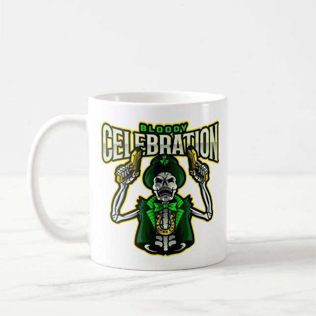 Blodig firande skelett Leprechaun Klassisk mugg (Vänster)