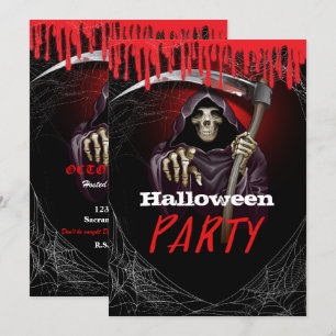 Blodig Halloweenfest med Döden Inbjudningar