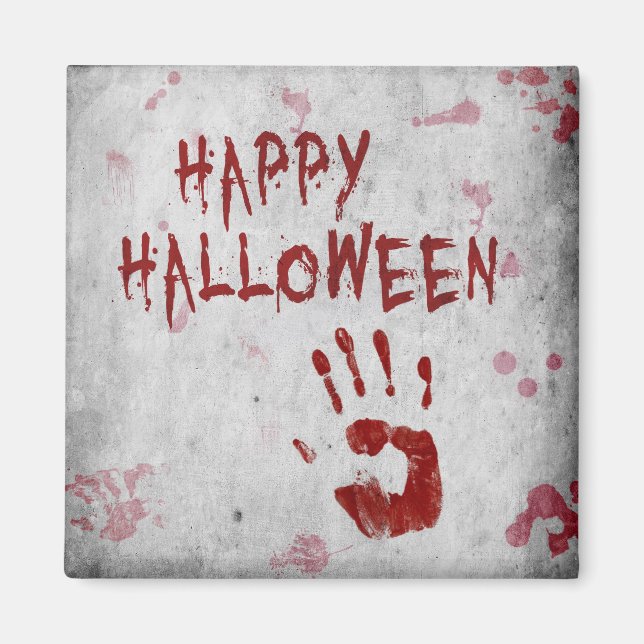 Blodig handavtryck Halloween Magnet (Framsidan)