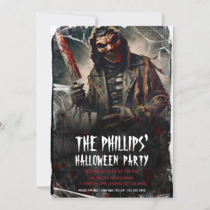 Blodig kniv och skrämmande Halloweenmaskeradparty Inbjudningar