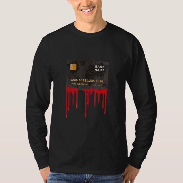 Blodig kreditkort skrämmande blod t shirt (Framsida)