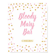 Blodig Mary Bar Festskylt Rosa & Guld Konfetti