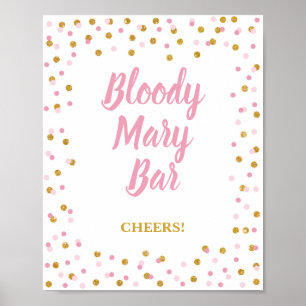 Blodig Mary Bar Festskylt Rosa & Guld Konfetti Poster
