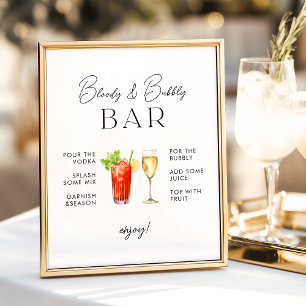 Blodig och Bubbly Bar Bröllopsskylt Poster