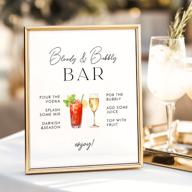 Blodig och Bubbly Bar Bröllopsskylt Poster (Skapare uppladdad)