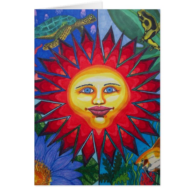 Blodig sol hälsningskort (Framsidan)
