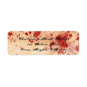Blodig Vintage Pappers Halloween Gotisk Bröllop Returadress Etikett