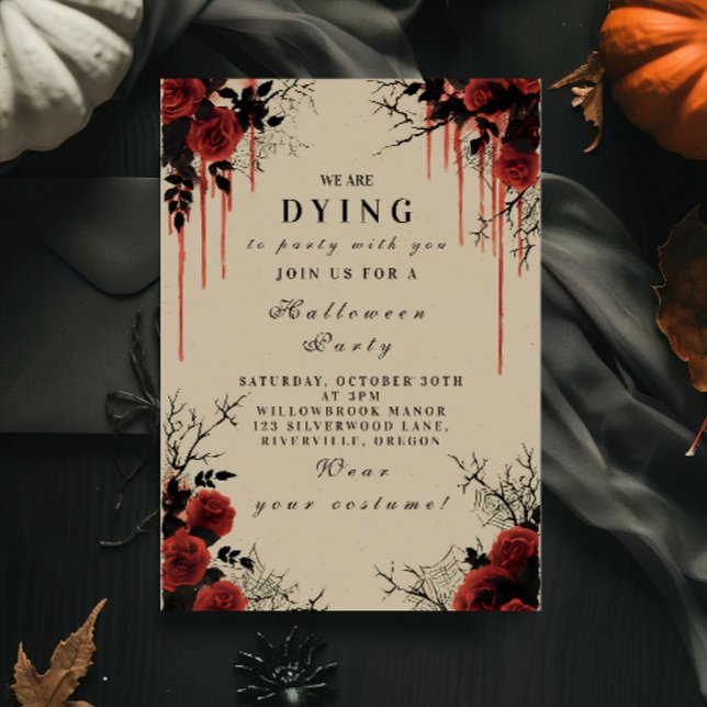 Blodiga gotiska rosor Halloween-fest Inbjudningar (Skapare uppladdad)