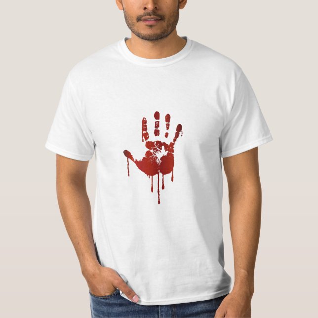 Blodiga halloween räcker | text på tillbaka man tee (Framsida)