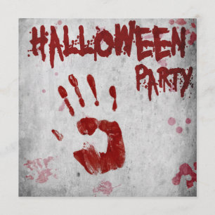 Blodiga Handprint Halloween Inbjudningar