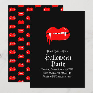 Blodiga läppar Vampire Halloween Födelsedagsfest  Inbjudningar