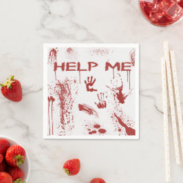 Blodigt Handavtryck Blodstänkt Halloween Pappersservett