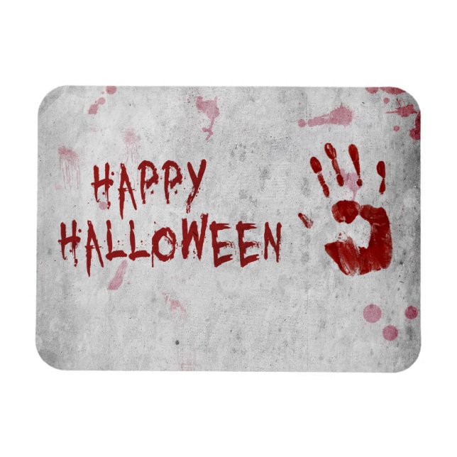 Blodigt handavtryck Halloween Magnet (Horisontell)