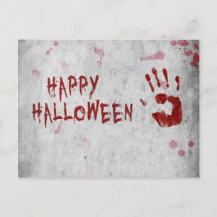Blodigt handavtryck Halloween Vykort