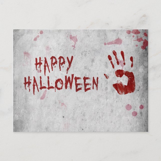 Blodigt handavtryck Halloween Vykort (Framsida)