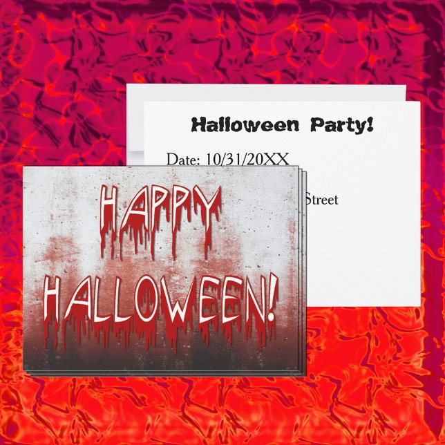 Blodinbjudan till Nedfläckaden Happy halloween Inbjudningar (Suffering Happy Halloween Blood Stained Invitation)