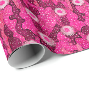 Blodkaktus rosa kamouflage mönster presentpapper