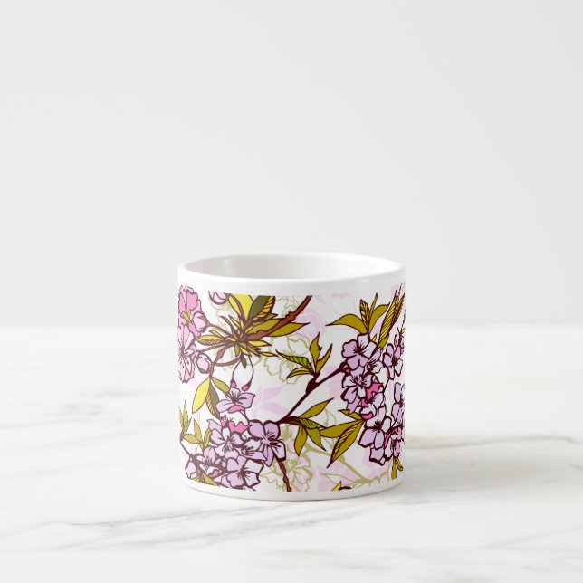 Blodkärl Blommar Mönster  Espressomugg (Framsidan)