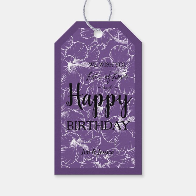 Blodkärl Hibiscus Blommigt Lila på hud Presentetikett (Framsidan)