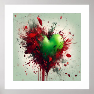 Blodkärl med spröd Grönt med spridda röda blodkrop Poster