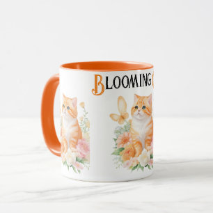 "Blodkatt: Orange och vit Blommar Underland Mugg
