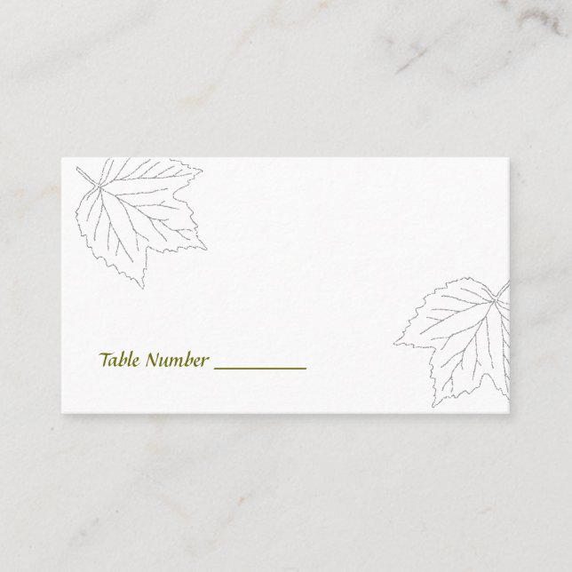 Blodkort för Bordsnumret i Löv Placeringskort (Framsida)