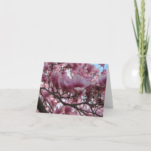 Blodkort för Fuchsia Magnolia Note Card Tack Kort (Framsida)