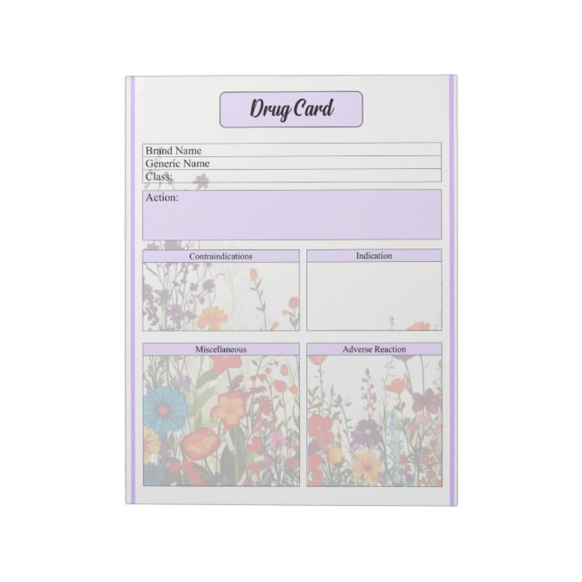 Blodkort för Lila Garden _Drug Card Anteckningsblock (Roterad)