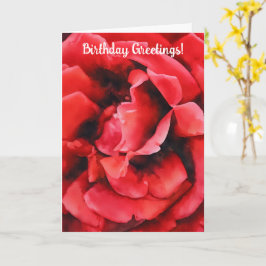 Blodkort för Röd ros Petals Art Birthday Card Kort