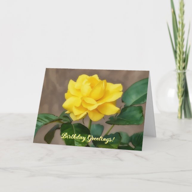 Blodkort för stora Gul ros-blommor Kort (Framsida)