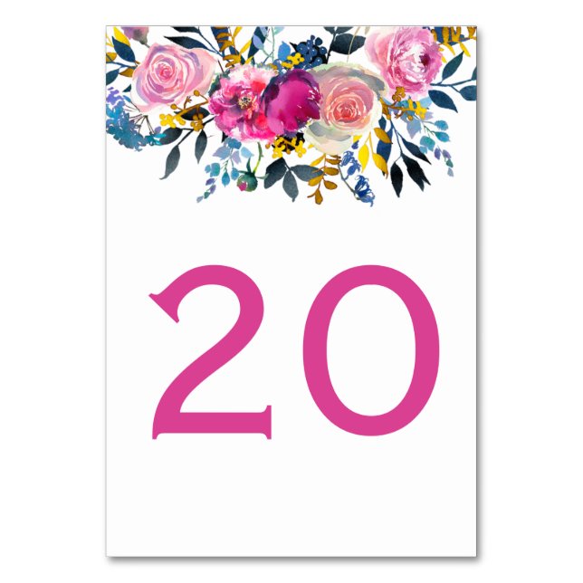 Blodkort för vattenfärgen Blommigt Bord Bordsnummer (Framsidan)