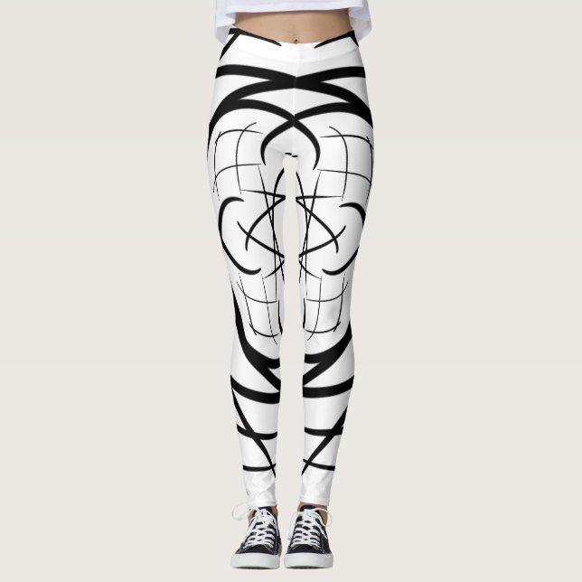 Blodlinjer bakåt, vit bakgrund leggings (Framsida)