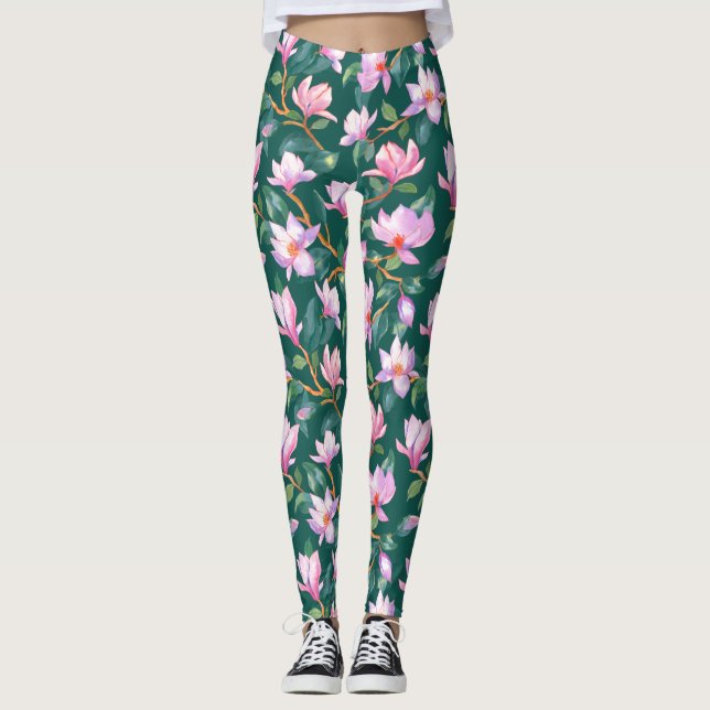 Blodmagnolia Leggings (Framsida)