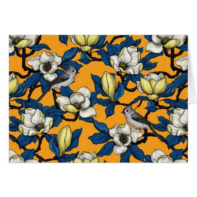 Blodmagnolia och timus 3 hälsningskort (Framsidan Horizontal)