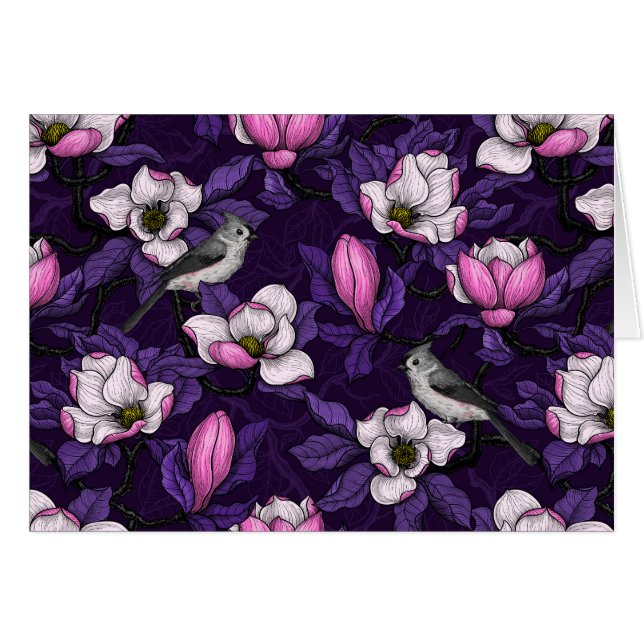 Blodmagnolia och timus 4 hälsningskort (Framsidan Horizontal)