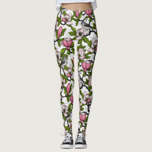 Blodmagnolia och timus leggings