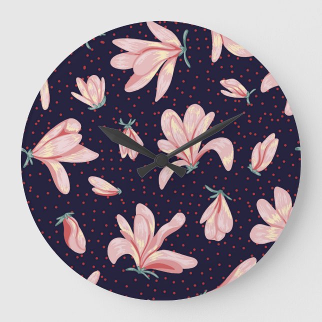 Blodmagnolier, handdragen vintage mönster. stor klocka (Framsida)