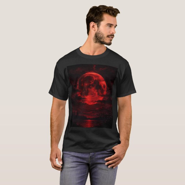 🌕🩸 Blodmåneförmörkelse: Mörk Fantasykonst T-Shir T Shirt (Hel framsida)