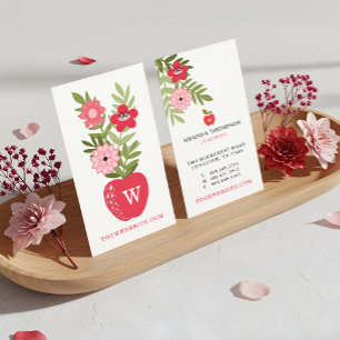 Blodning av Blommigt Red Apple Learning Visitkort