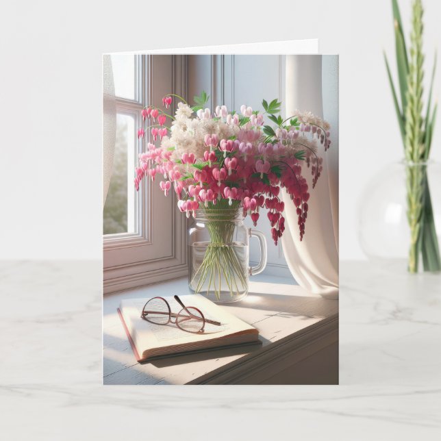 Blödning av hjärt-Bouquet med Bok Kort (Framsida)